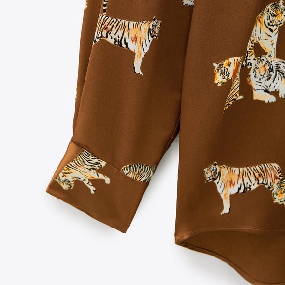 NWT Zara retro animal print satin blouse/top - Picture 12 of 16